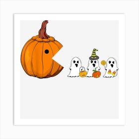 Funny Game Halloween Pumpkin Eating Ghost Gamer Costume Art Print