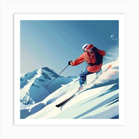 Skier On The Slopes 4 Art Print