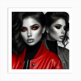 Black And Red Makeup Art Print