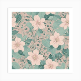 Pink Floral Wallpaper 5 Art Print