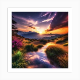 Sunset In The Mountains 53 Art Print