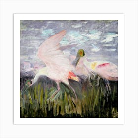 Pink Spoonbills Art Print