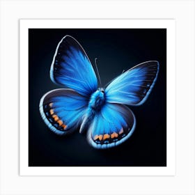 A Stunning Close-Up of a Blue Morpho Butterfly with Its Vibrant Wings Spread Open, Showcasing the Iridescent Colors of Its Delicate Structure, a True Masterpiece of Nature's Artistic Palette Art Print
