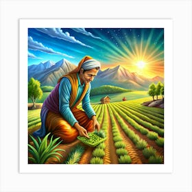 Farmer In The Field Art Print