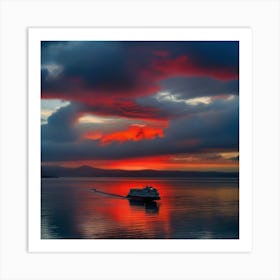 Sunset At Seattle Art Print