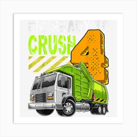 Garbage Truck 4th Birthday Party Birthday Boy Gift For Kids Art Print