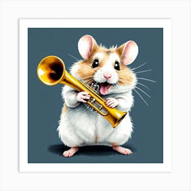 Hamster Playing A Trumpet 4 Art Print