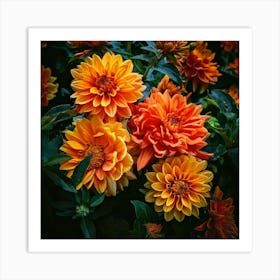 Firefly Dramatic Floral Contrast Flowers With High Contrast And Bold Colors For A Dramatic Effect 2 Art Print