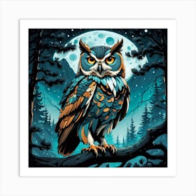 Owl In The Night Art Print