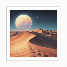 Moon In The Desert Art Print