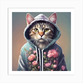 Cat In Hoodie 1 Art Print