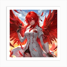 Red Hair Anime Angel Art Print