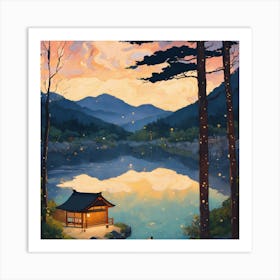 Fireflies By The Lake Art Print