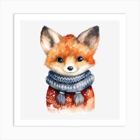 Fox In Scarf Art Print