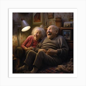 Old Couple Laughing Art Print