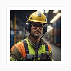 Photo Man With Helmet Working Logistic 2 Art Print