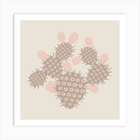 PRICKLY PEAR Desert Cactus in Soft Blush Pink Beige Cream Art Print