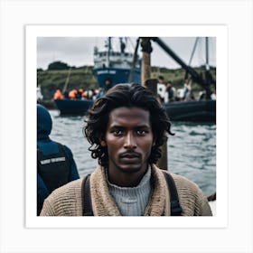 Man In Front Of A Boat Art Print