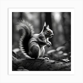 Black And White Squirrel 3 Art Print