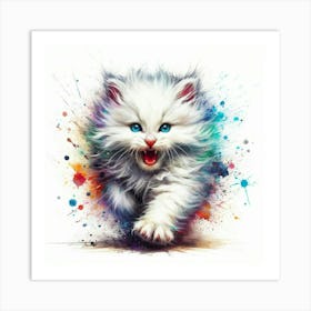 White Cat With Blue Eyes 14 Art Print