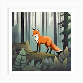 Fox In The Forest Art Print