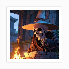 Skeleton In A Witch Hat Art Print