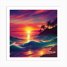 Sunset At The Beach 271 Art Print