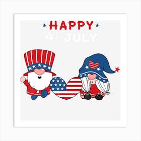 Limited Edition Happy 4th Of July Usa Two Gnomes Art Print