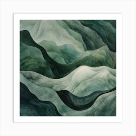 Japanese Watercolour Of Mount Hiuchi 4 Art Print