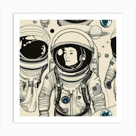 Astronauts In Space 3 Art Print