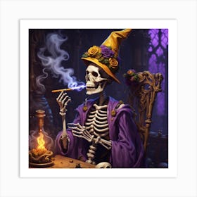 Skeleton Smoking A Cigarette 1 Art Print