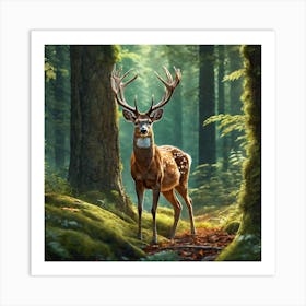 Deer In The Forest 140 Art Print