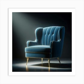 Blue Velvet Chair Art Print