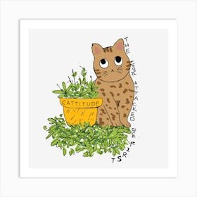 Cat fights with plant Art Print