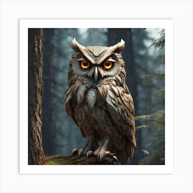 Owl In The Woods 32 Art Print