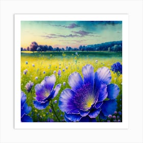 Blue Poppy Flowers Art Print