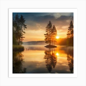 Sunrise In The Forest Art Print