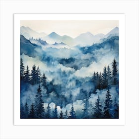 Watercolor Of Mountains 2 Art Print