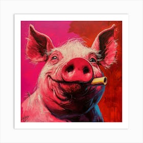 Pig Smoking A Cigarette Art Print