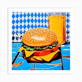 Blue Checkerboard Hamburger 1 Art Print