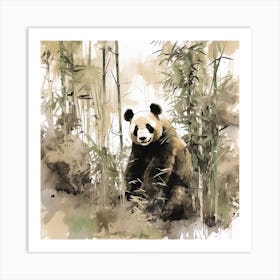 Panda Bear In Bamboo Forest 2 Art Print