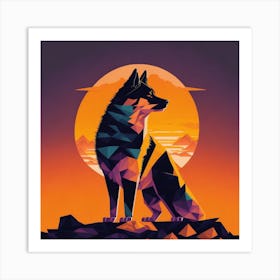 Wolf In The Sunset Art Print