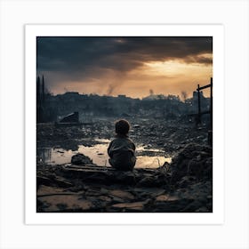 Palestine War Saw with child Art Print