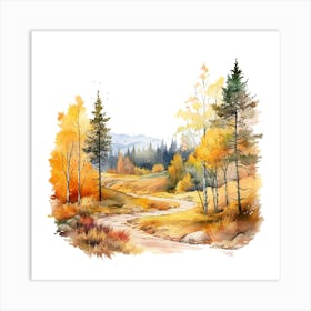 Watercolor Autumn Landscape 23 Art Print