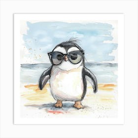 Penguin In Sunglasses Art Print