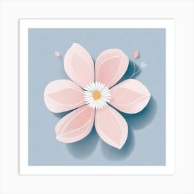 A White And Pink Flower In Minimalist Style Square Composition 42 Art Print