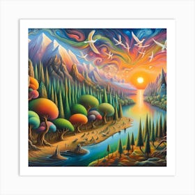 Sunset In The Mountains 18 Art Print