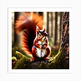 Red Squirrel In The Forest 4 Art Print