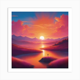 Sunset In The Mountains 1 Art Print