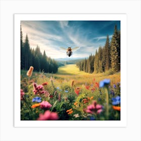 Bee In The Meadow 1 Art Print